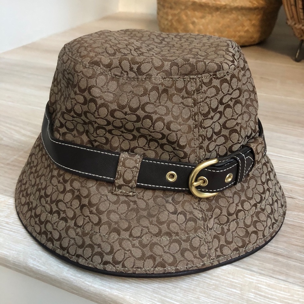 COACH Factory Khaki Dark Brown Hat